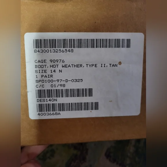 Belleville Combat Boots Hot Weather Type II Tan Suede Size 14N New with box - Picture 12 of 13